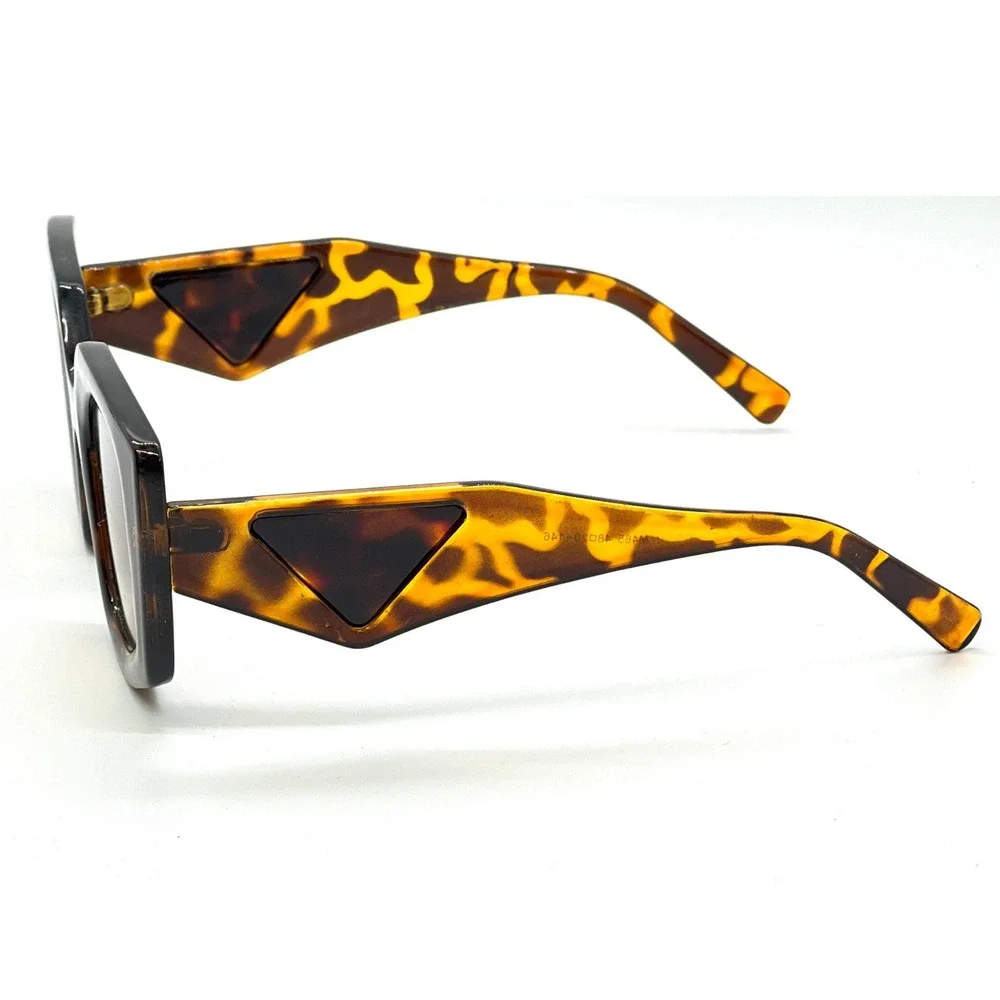 Tortoise Sunglasses Square Frame Designer Fashion Statement Trendy‎ Retro Lentes